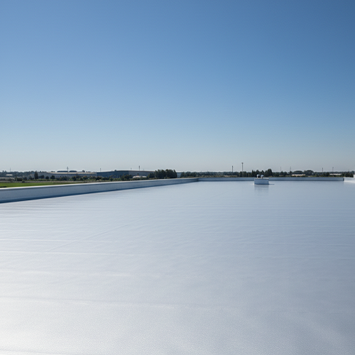 سطح معدني مموج مطلي بمركب بولي يوريا إتش فليكس ألمنيوم، يوفر حماية من الشمس.